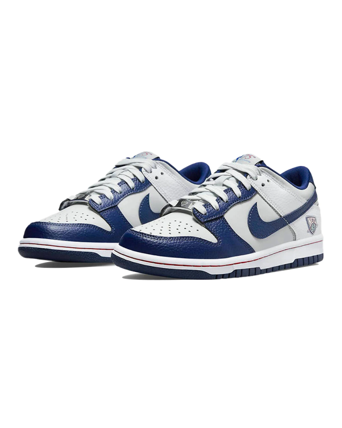 Nike Dunk EMB "Brooklyn Nets" детские кеды кожаные бело-синие картинка