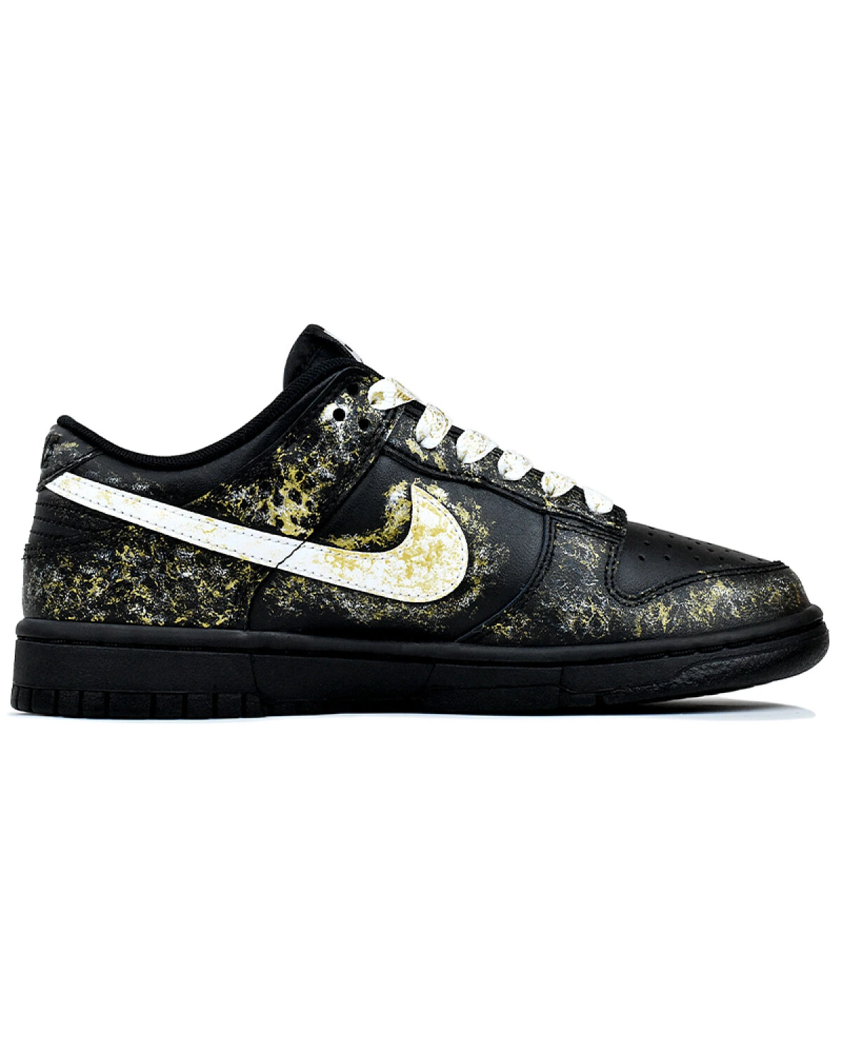 Nike Dunk унисекс кроссовки черно-золотые с художественным принтом картинка