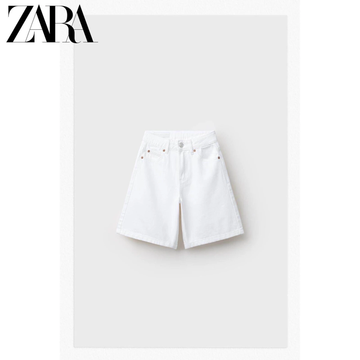 ZARA женские длинные джинсовые шорты повседневные простые картинка