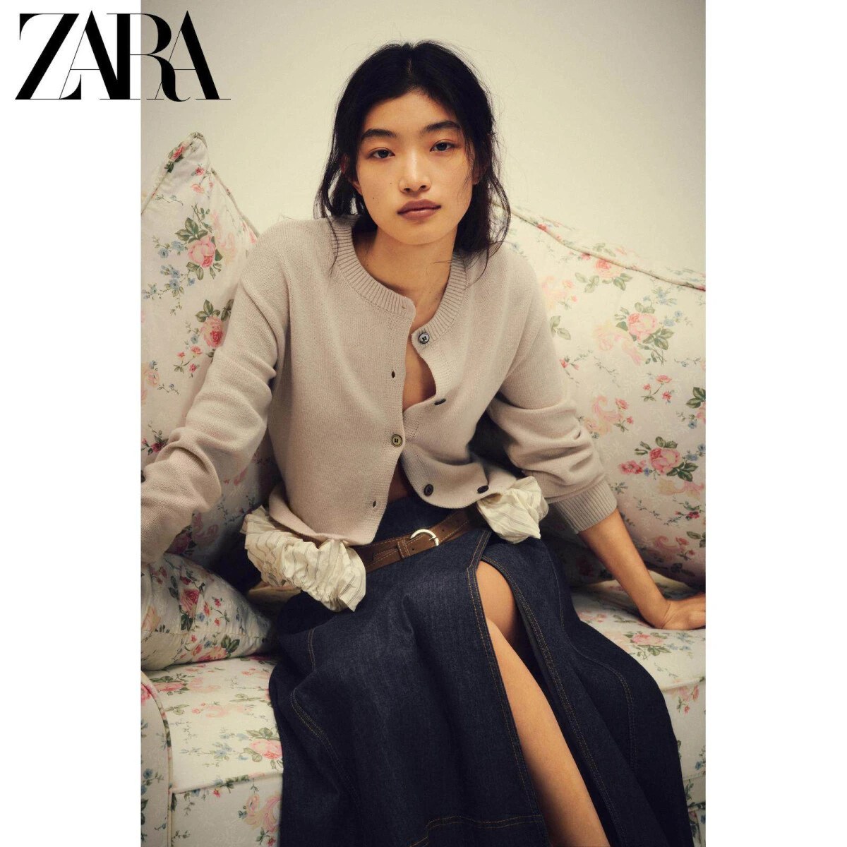 ZARA женский повседневный кардиган с длинным рукавом сплайсинг картинка