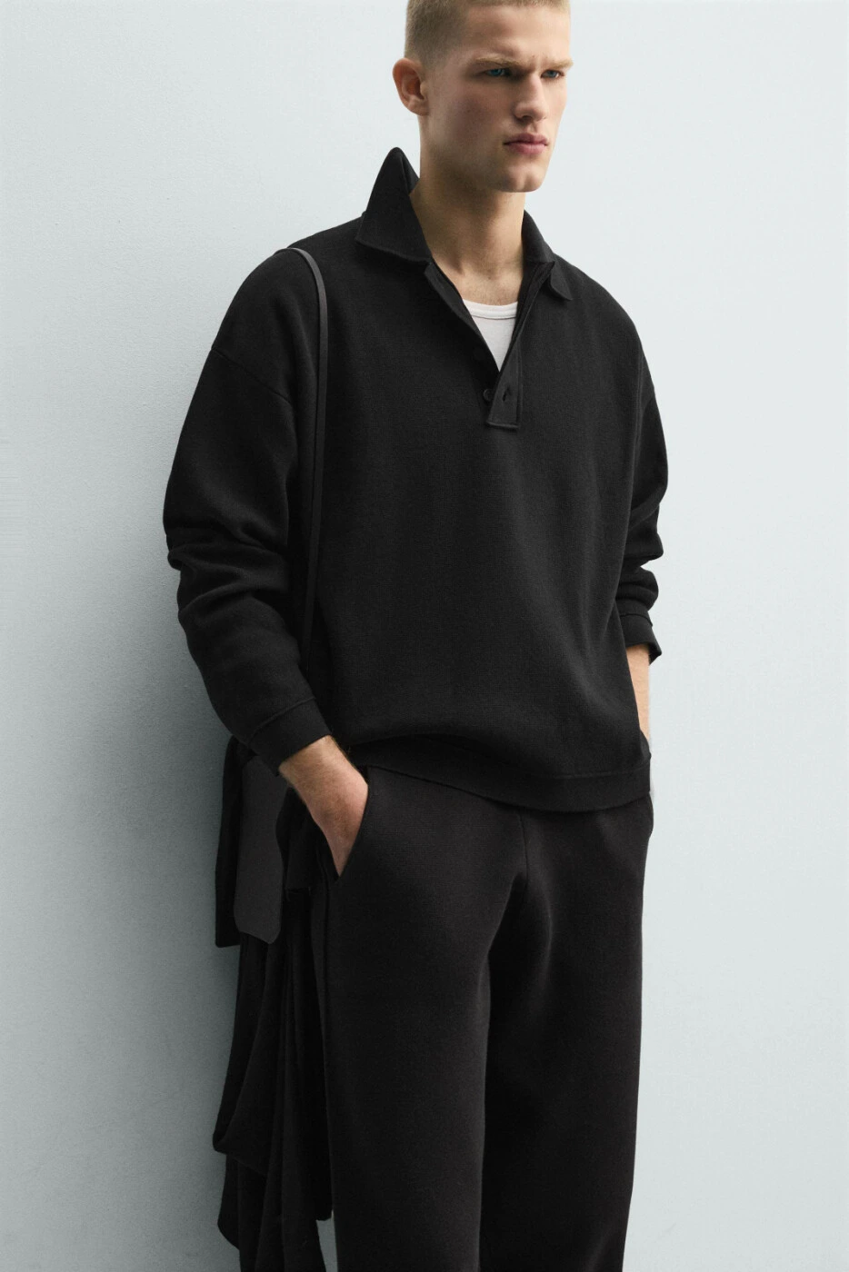 ZARA мужское хлопковое поло свободного кроя весна 2026 картинка
