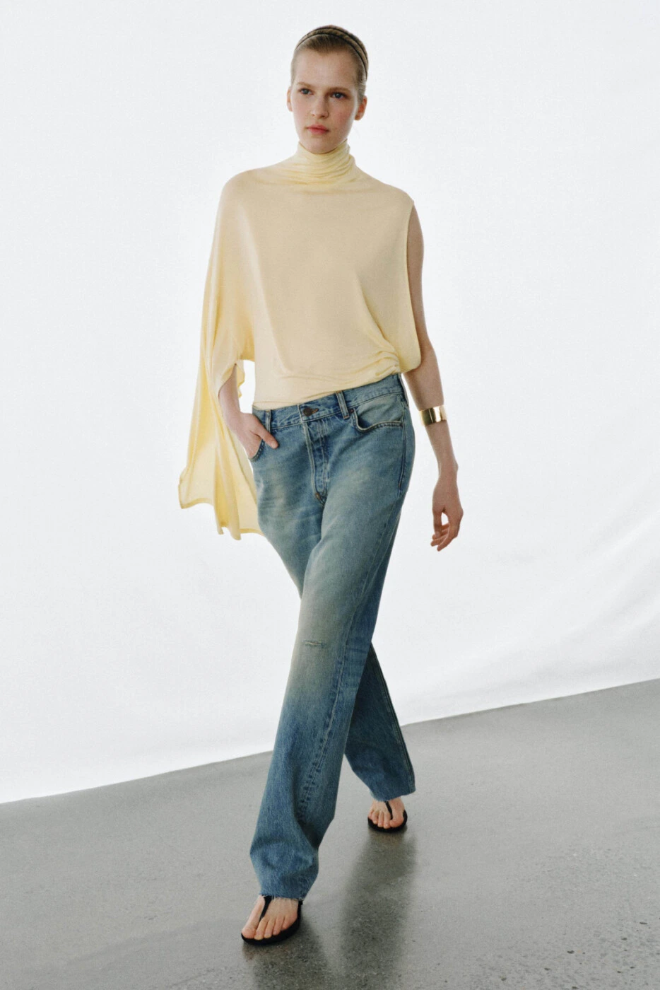 ZARA ZW женские джинсы средней посадки с эффектом стирки прямые картинка
