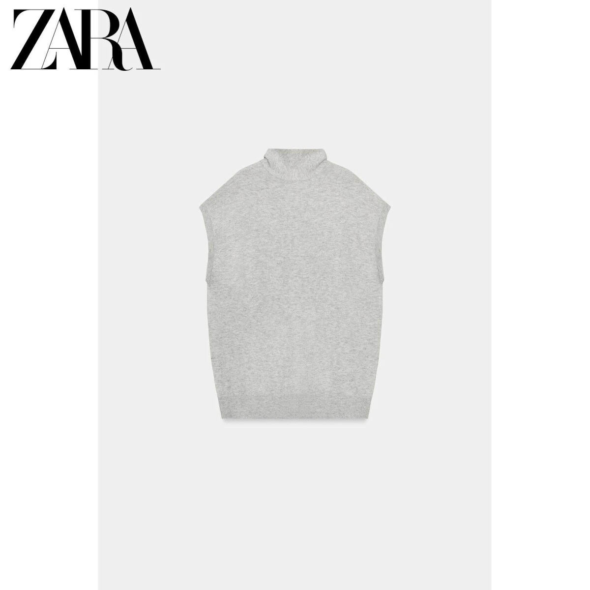 ZARA женский трикотажный жилет с высоким воротом и бантом однотонный картинка