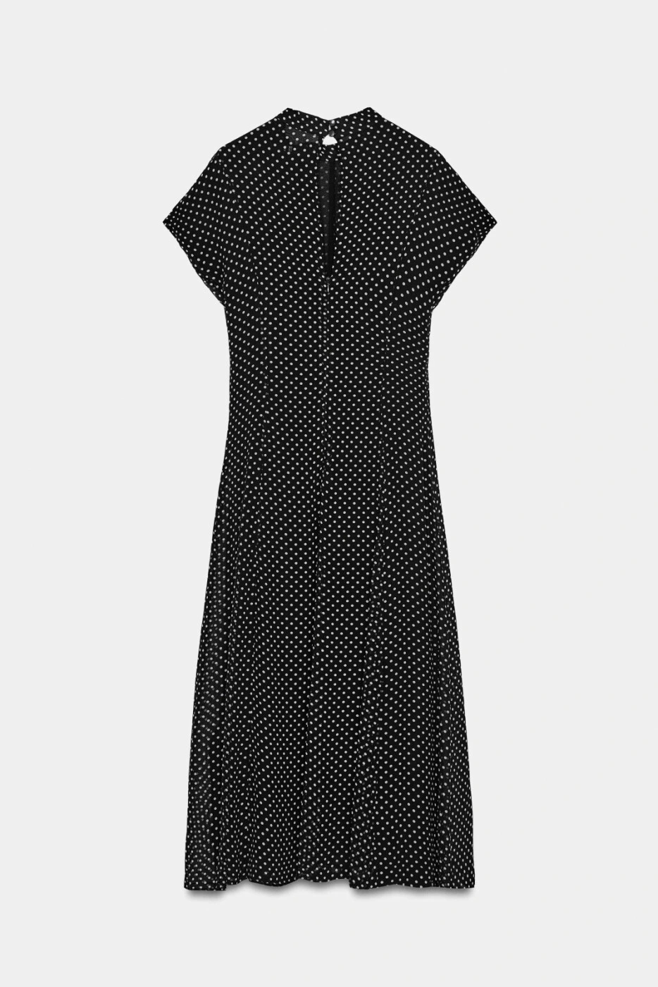 ZARA женское платье миди с коротким рукавом и круглым вырезом в горох картинка