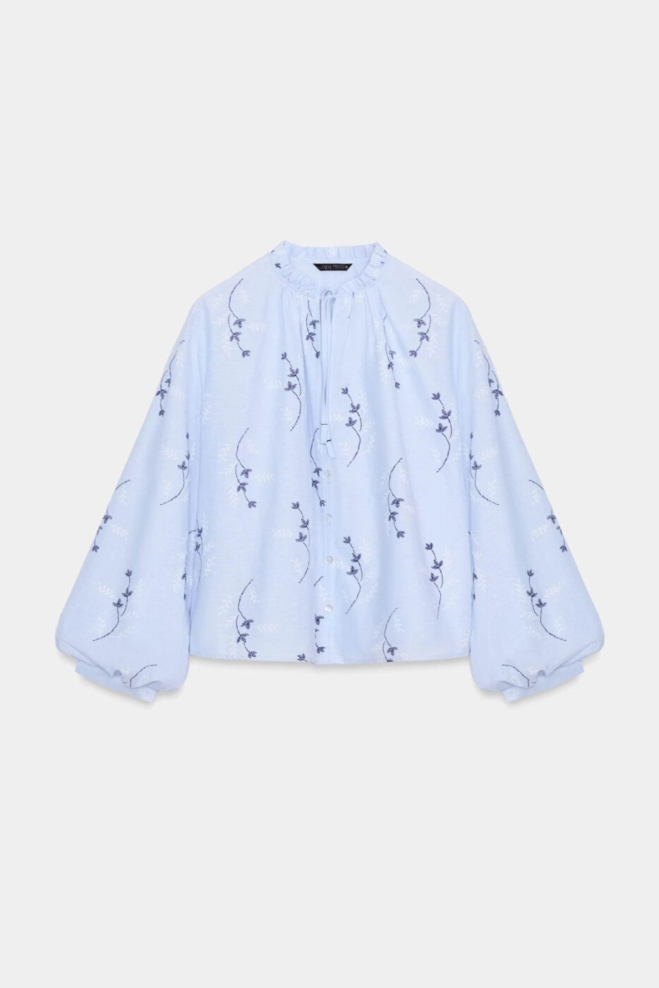 ZARA женская блузка с вышитым принтом и круглым вырезом картинка