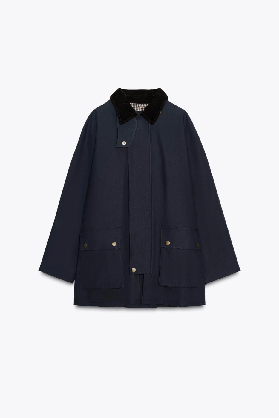 ZARA женский тренч с капюшоном и контрастным воротником из хлопка картинка