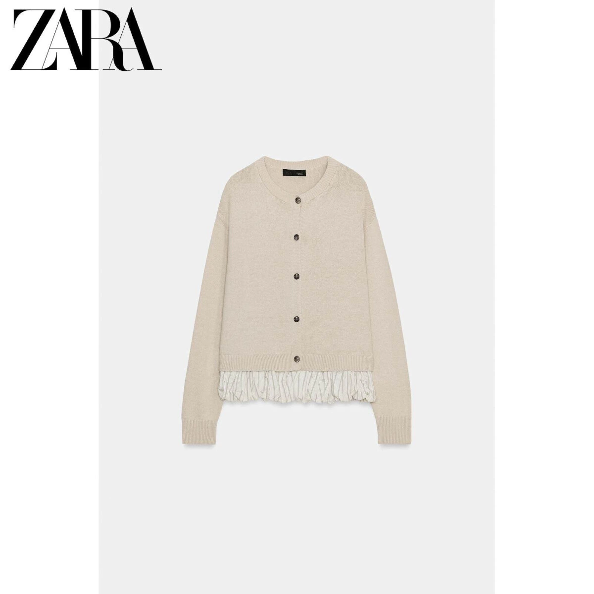 ZARA женский повседневный кардиган с длинным рукавом сплайсинг картинка