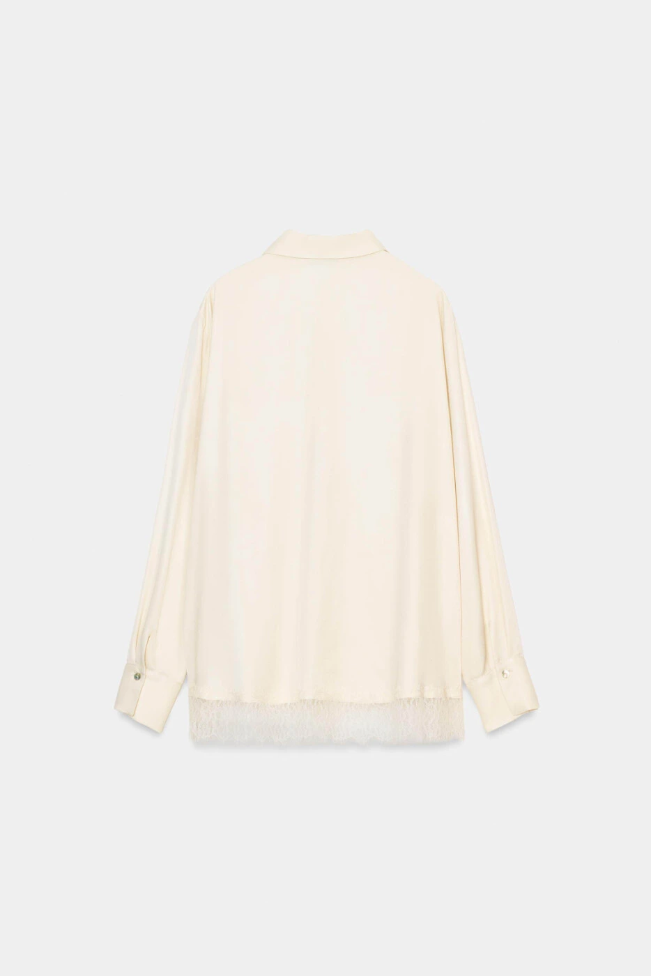 ZARA женская рубашка с кружевной отделкой сатиновая белая картинка