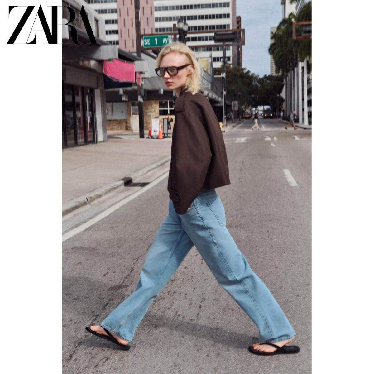ZARA женский короткий тренч с длинным рукавом и отложным воротником картинка