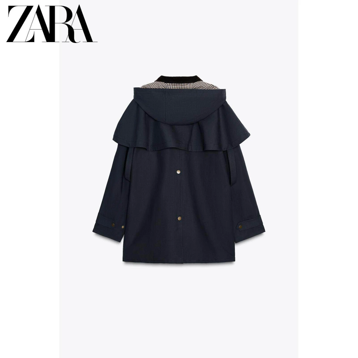 ZARA женский тренч с капюшоном и контрастным воротником из хлопка картинка