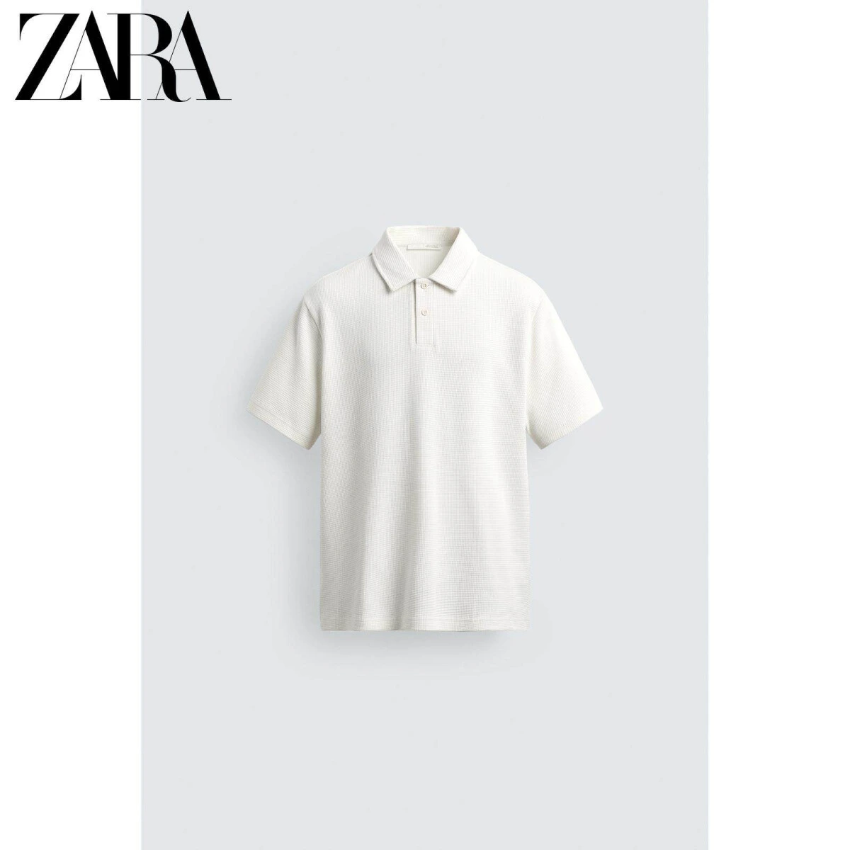 ZARA мужские поло с вафельной текстурой приталенного кроя картинка