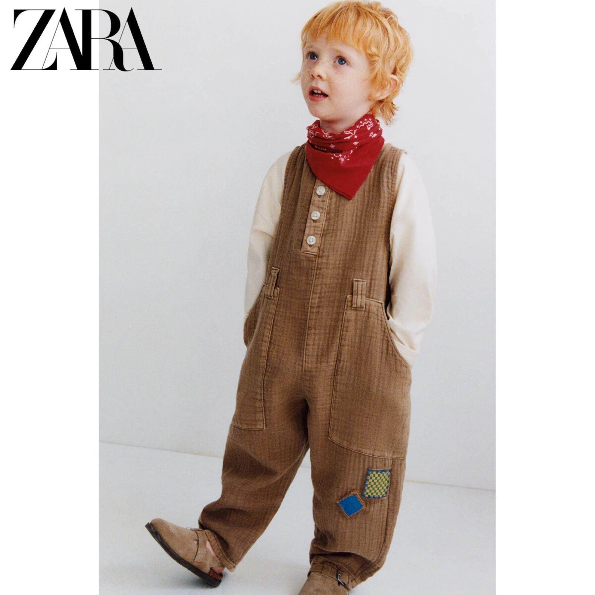 ZARA мужской комбинезон с подтяжками из 100% хлопка картинка