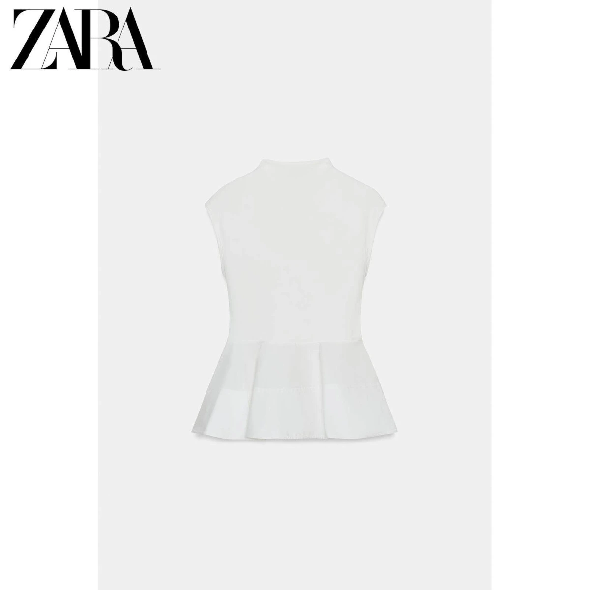 ZARA женский безрукавный топ с полу-высоким воротником и плиссированным низом картинка