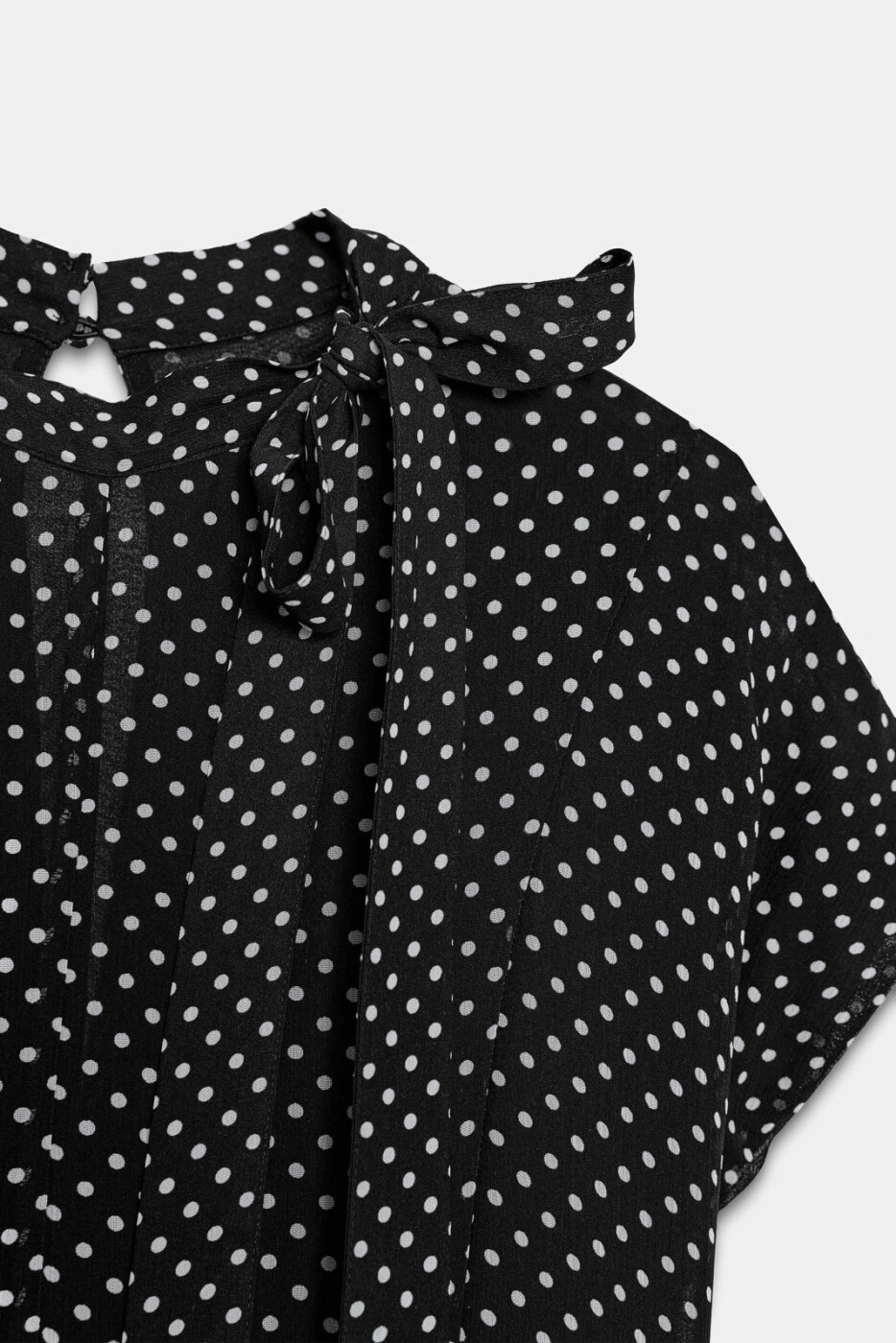 ZARA женское платье миди с коротким рукавом и круглым вырезом в горох картинка