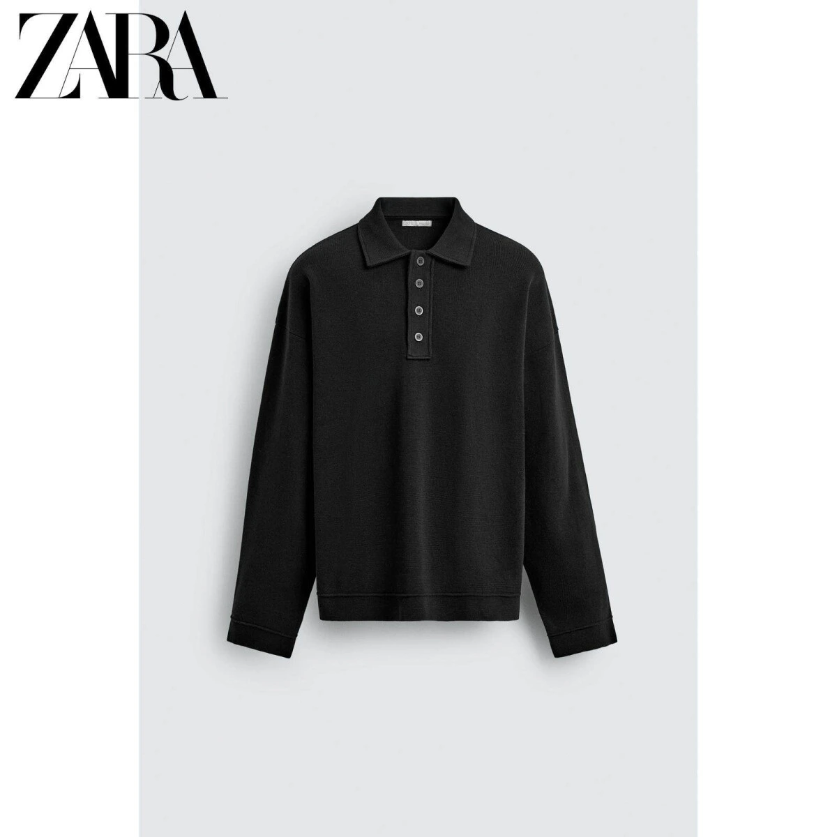 ZARA мужское хлопковое поло свободного кроя весна 2026 картинка