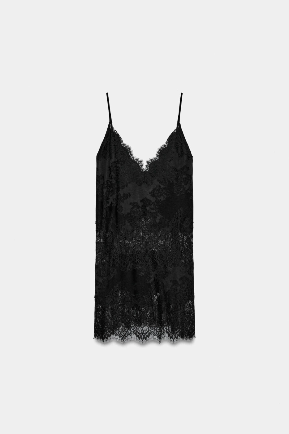 ZARA женский длинный топ на бретелях с V-вырезом и леяром черный картинка