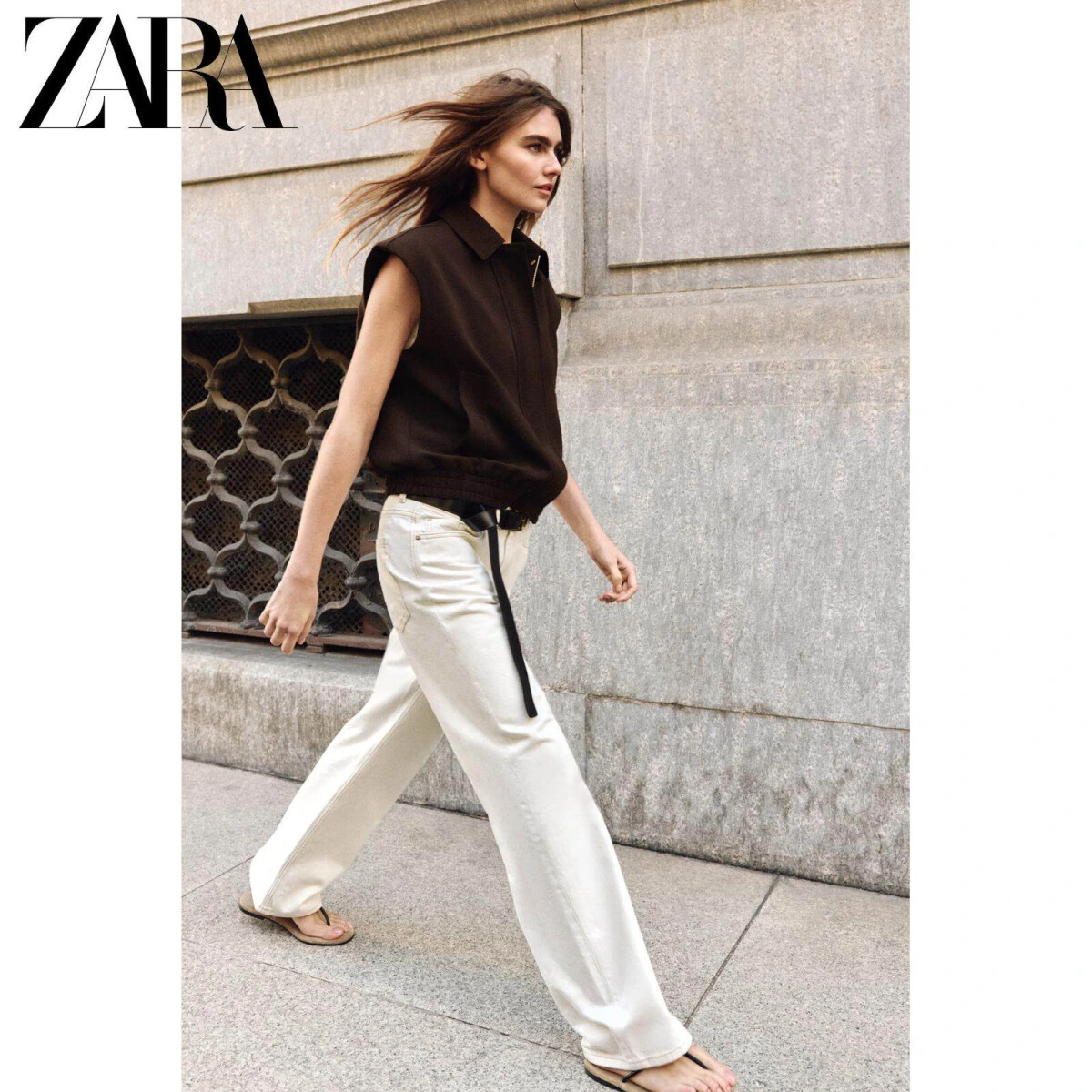 ZARA женский жилет без рукавов с отложным воротником и подплечниками картинка