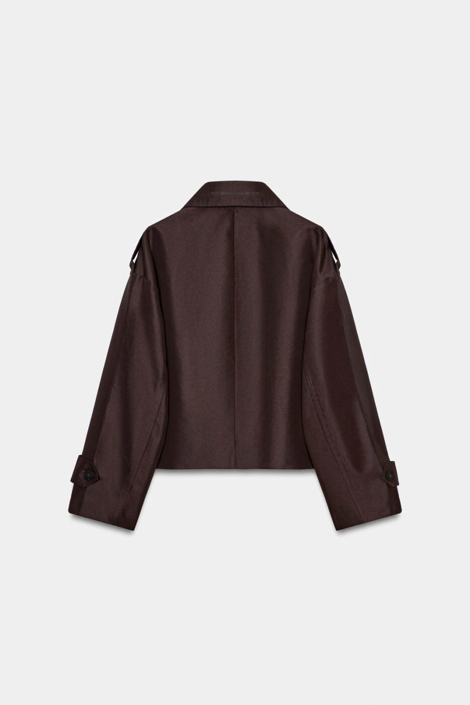 ZARA женский короткий тренч с длинным рукавом и отложным воротником картинка