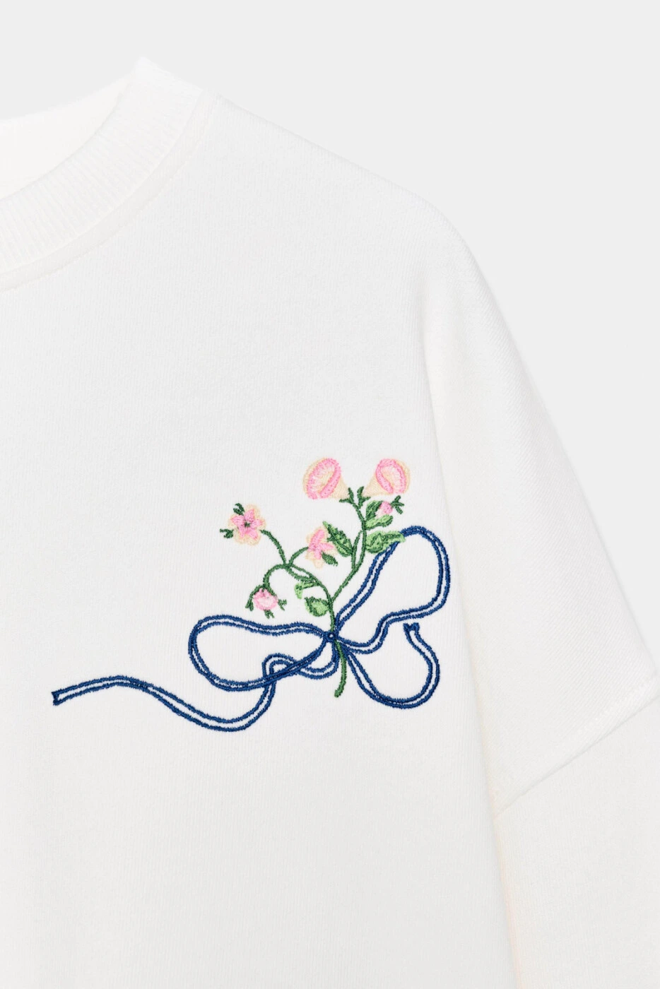 ZARA женский свитшот с цветочной вышивкой длинный рукав круглый вырез картинка