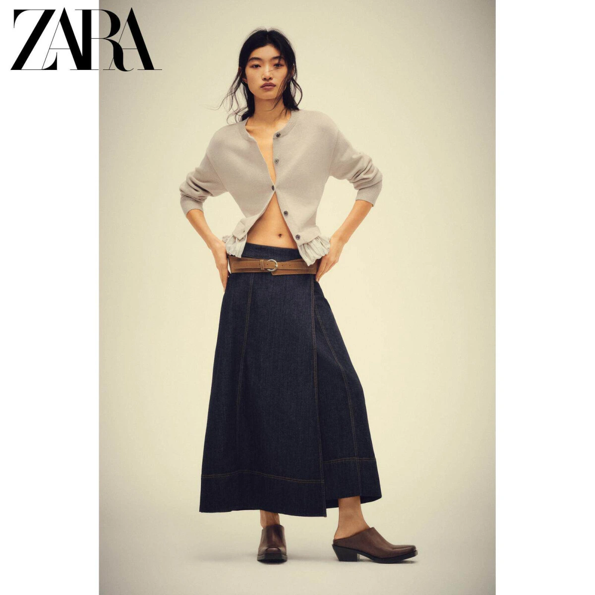 ZARA женский повседневный кардиган с длинным рукавом сплайсинг картинка