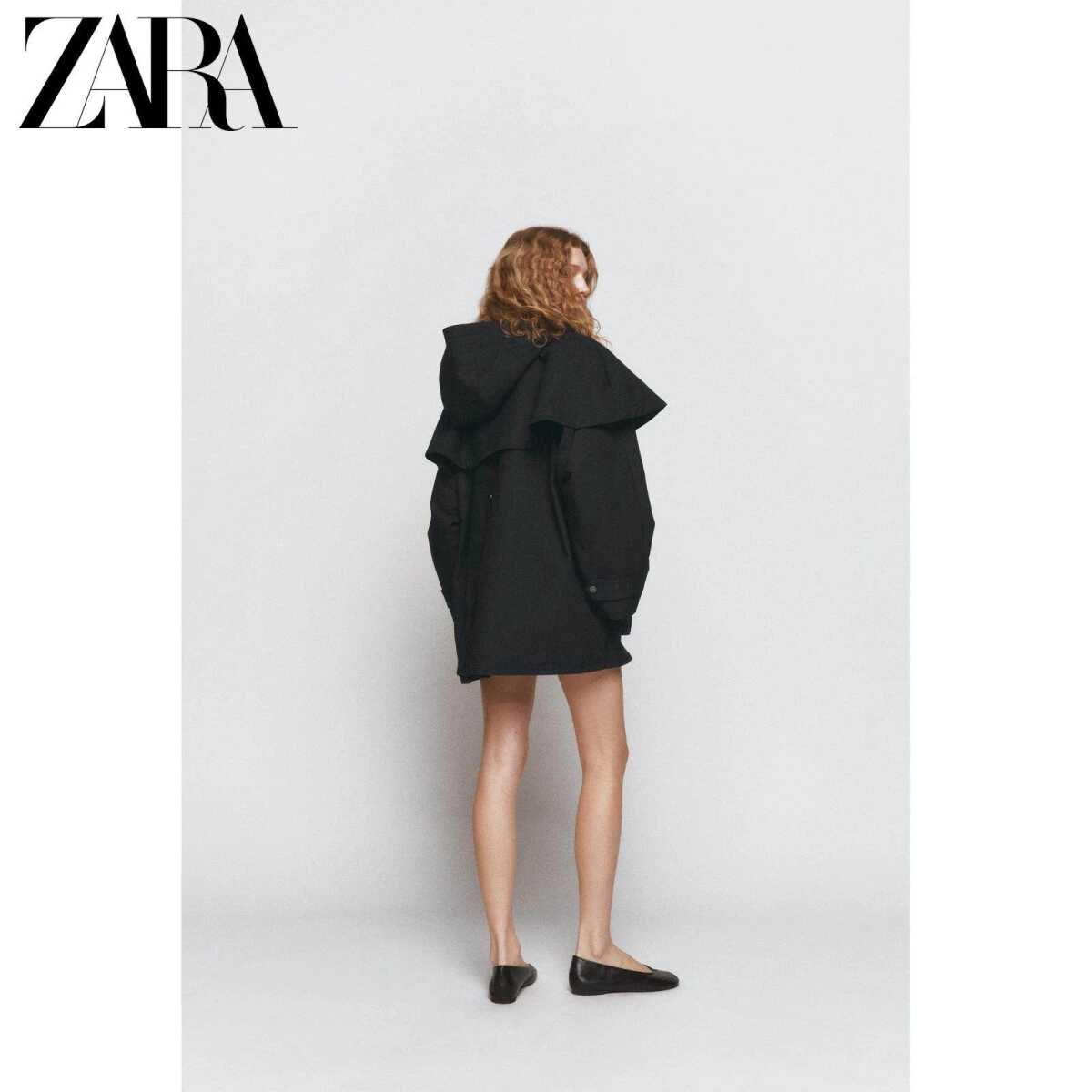 ZARA женский тренч с капюшоном и контрастным воротником из хлопка картинка