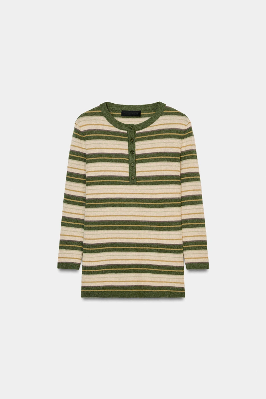ZARA женский вязаный топ с круглым вырезом и рукавами ¾ в полоску картинка