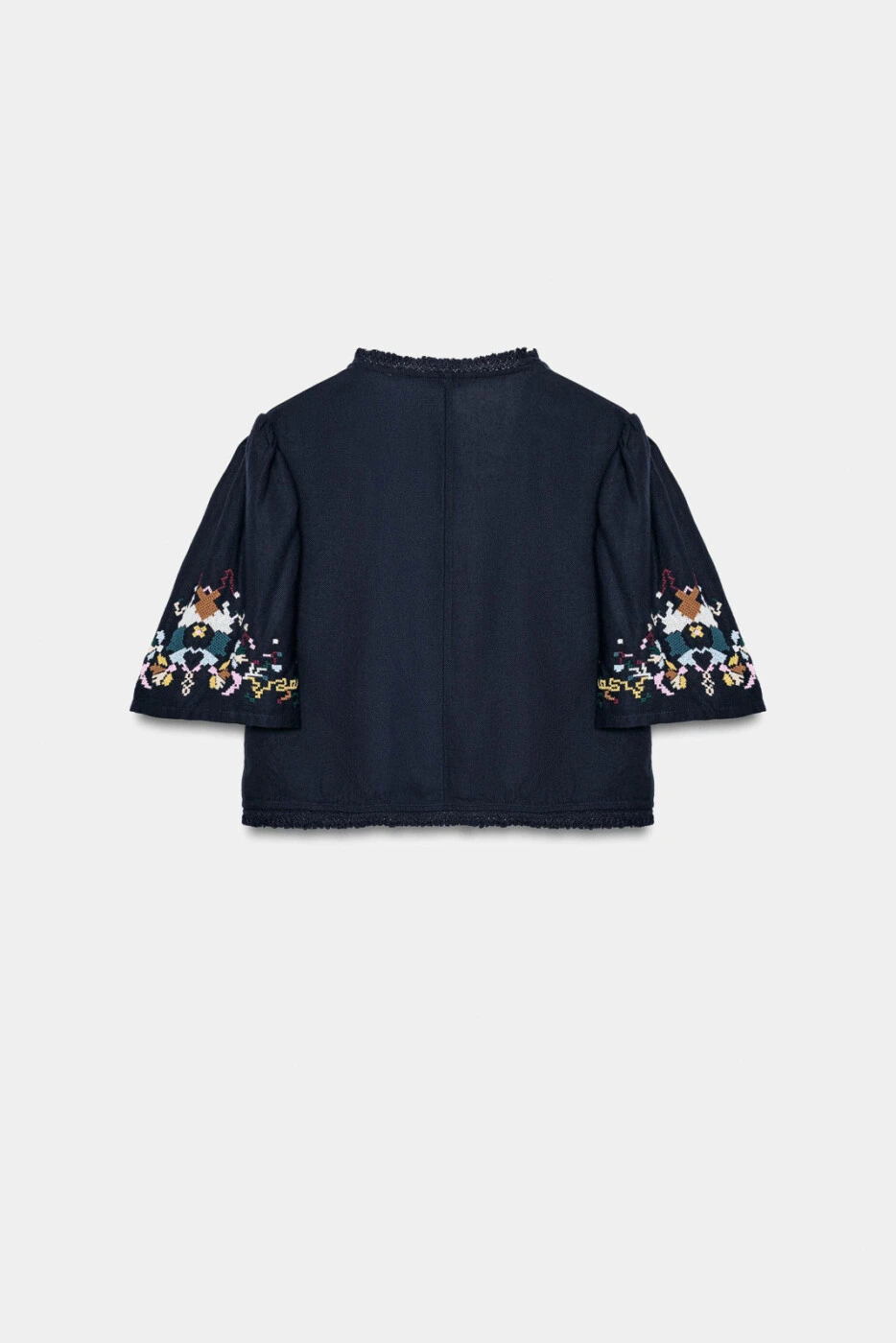 ZARA женская рубашка с V-вырезом и цветочной вышивкой из лайоселя картинка