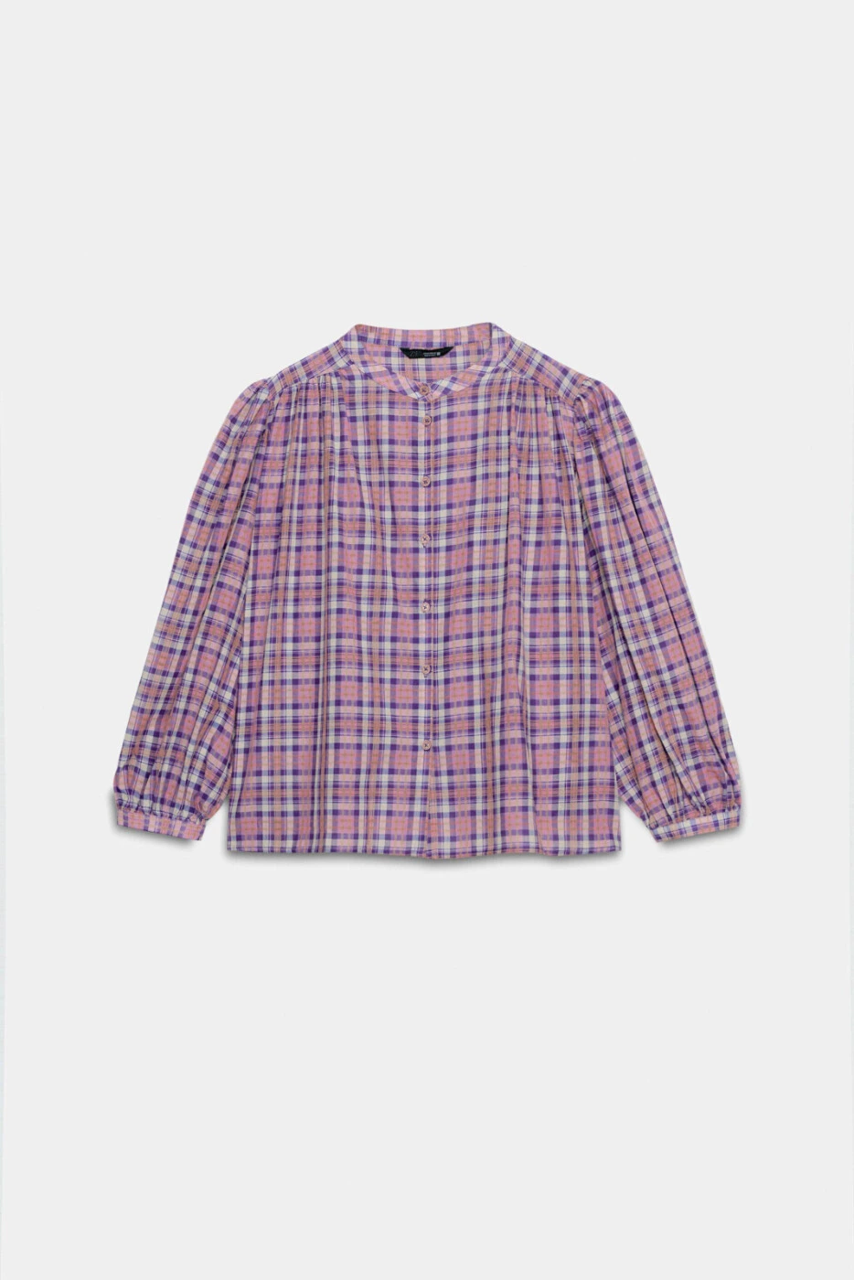 ZARA женская однотонная рубашка с круглым вырезом из 100% хлопка картинка