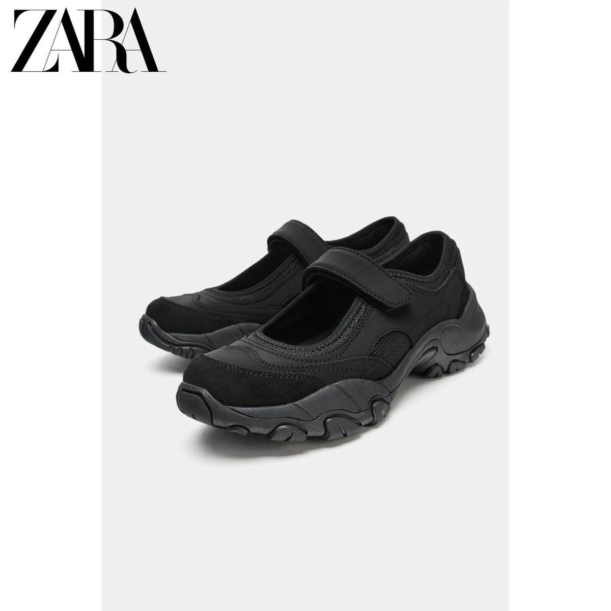 ZARA женские спортивные балетки на платформе с комбинированным верхом картинка