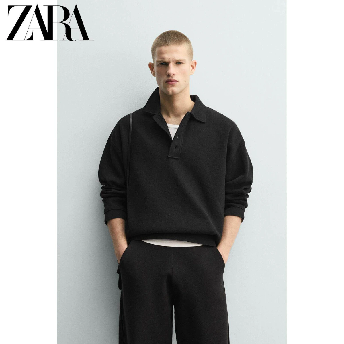ZARA мужское хлопковое поло свободного кроя весна 2026 картинка