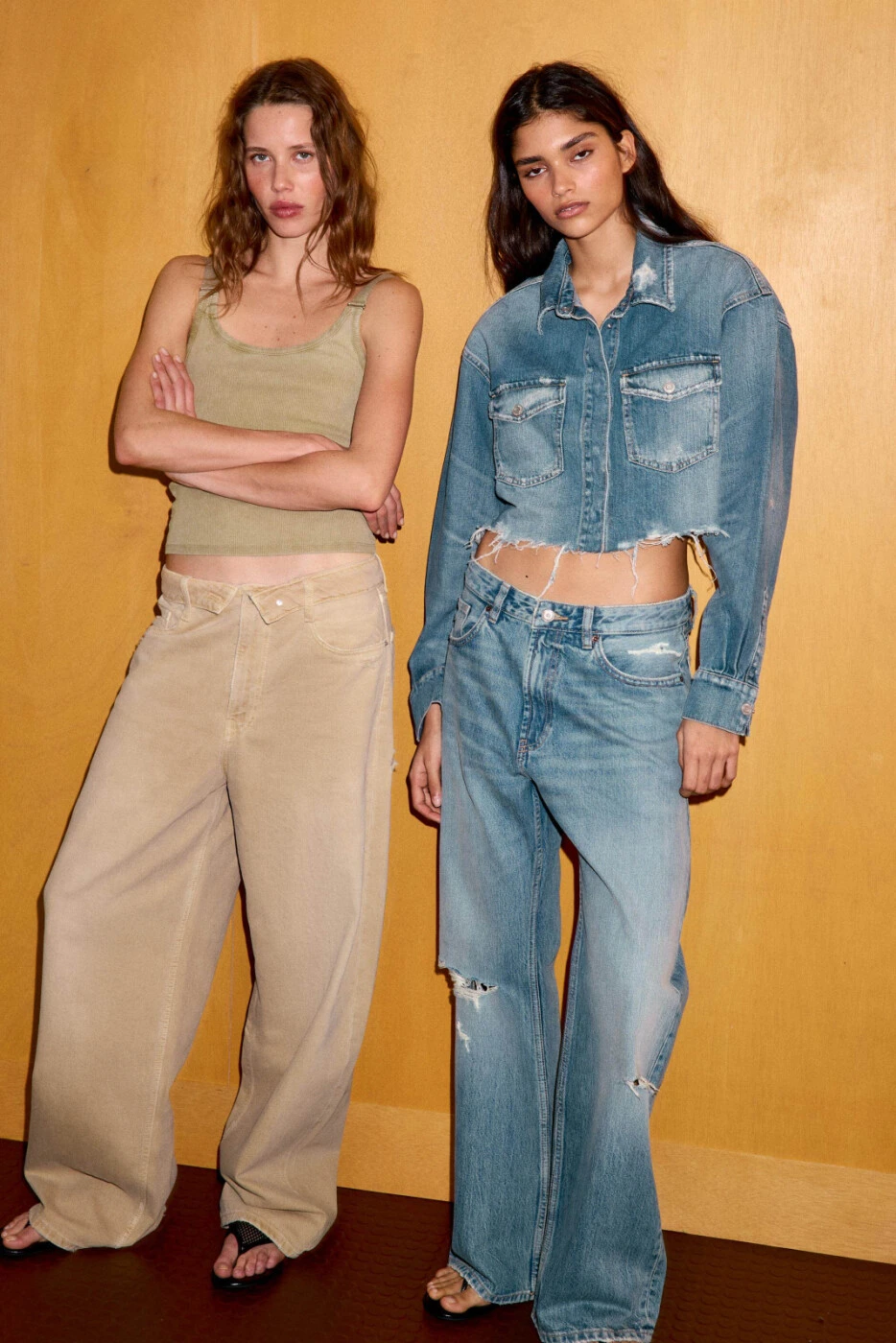 ZARA TRF женские рваные джинсы boyfriend средней посадки синие картинка