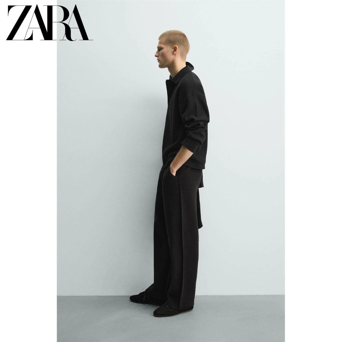 ZARA мужское хлопковое поло свободного кроя весна 2026 картинка
