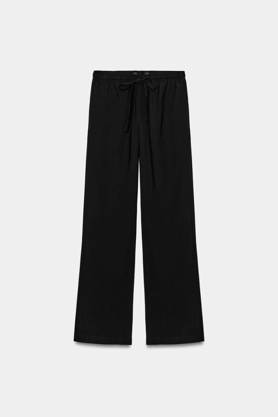 ZARA женские прямые брюки средней посадки эластичный пояс черные картинка