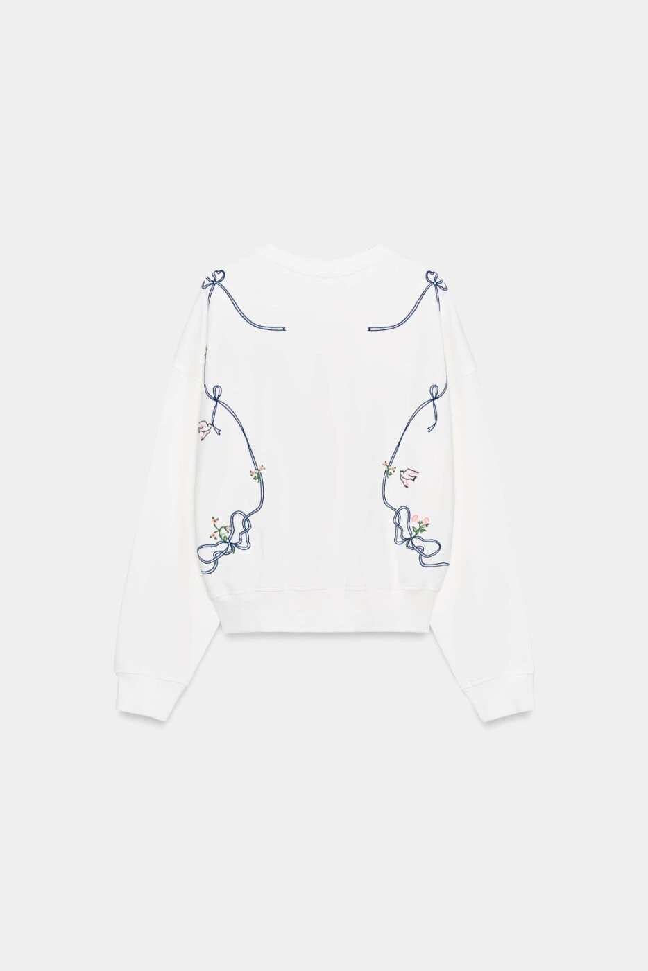 ZARA женский свитшот с цветочной вышивкой длинный рукав круглый вырез картинка
