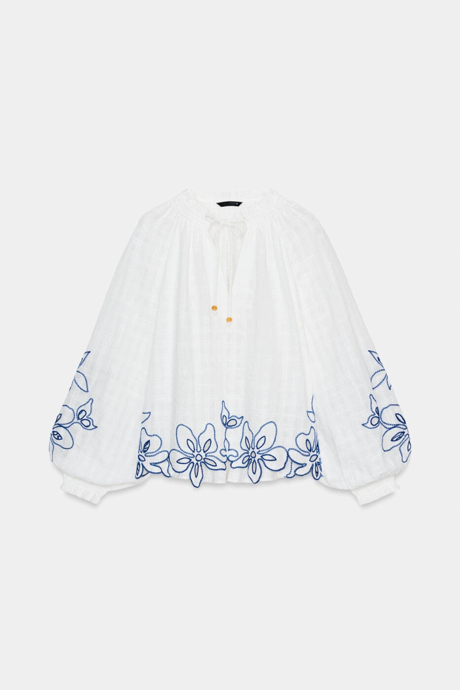 ZARA женская блузка с цветочным принтом длинные рукава круглый вырез картинка