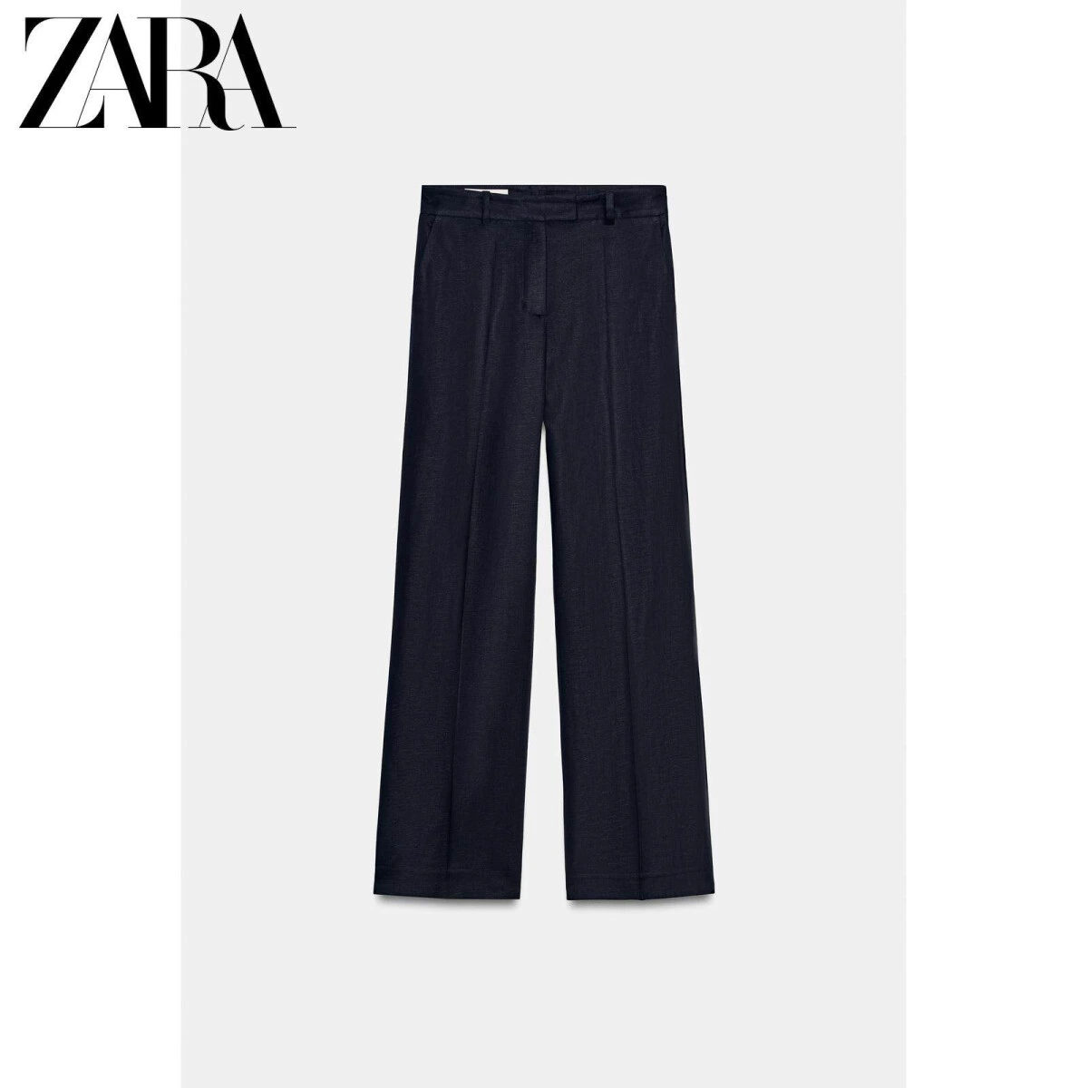 ZARA женские прямые брюки средней посадки льняные 2026 весна-лето картинка
