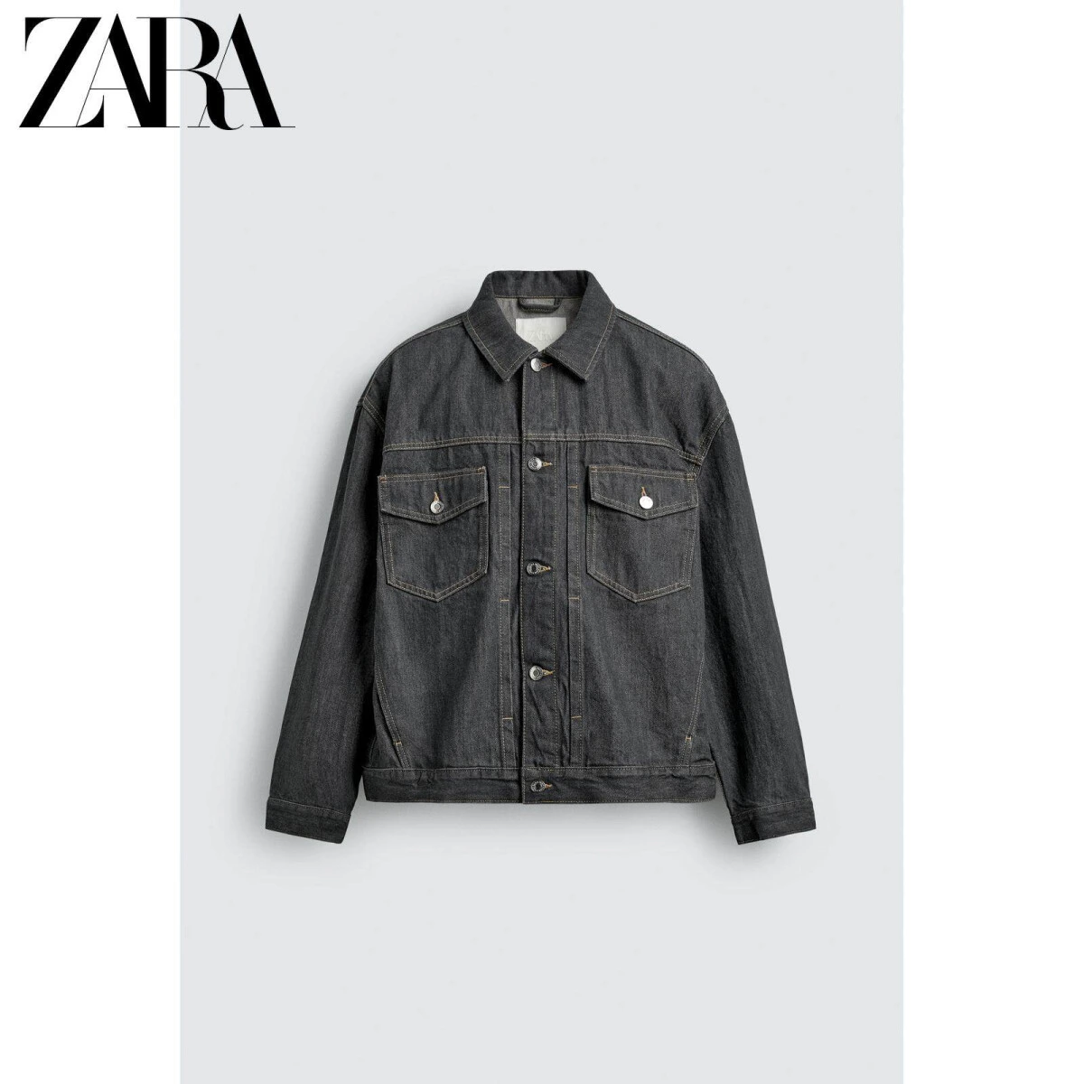 ZARA мужская джинсовая куртка оверсайз из хлопка 100% без полоскания картинка
