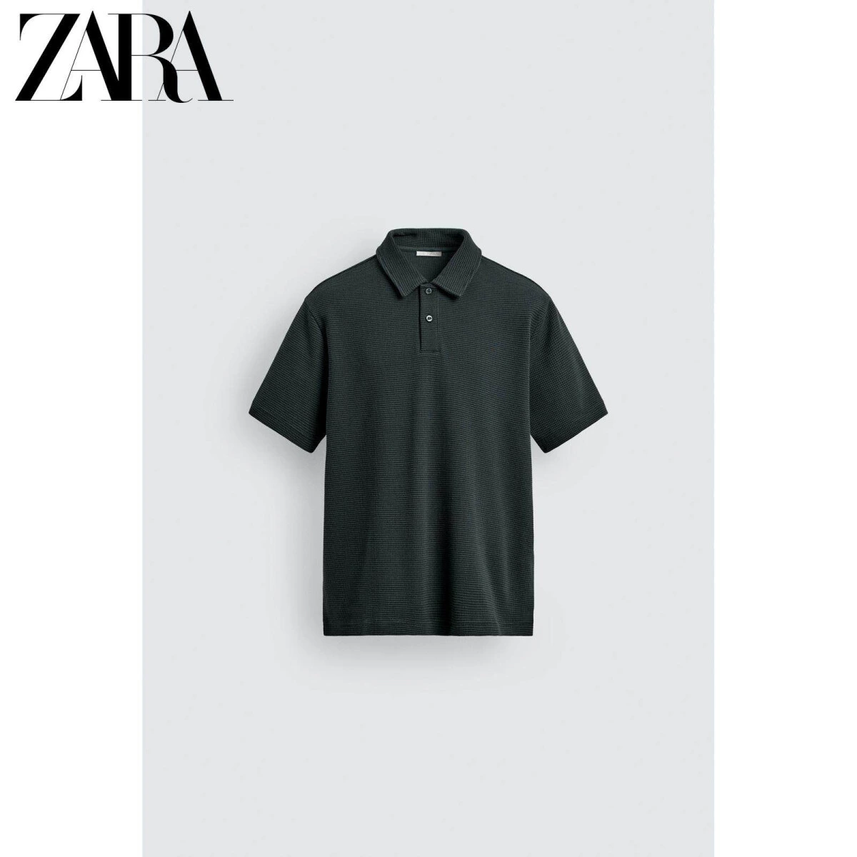 ZARA мужские поло с вафельной текстурой приталенного кроя картинка