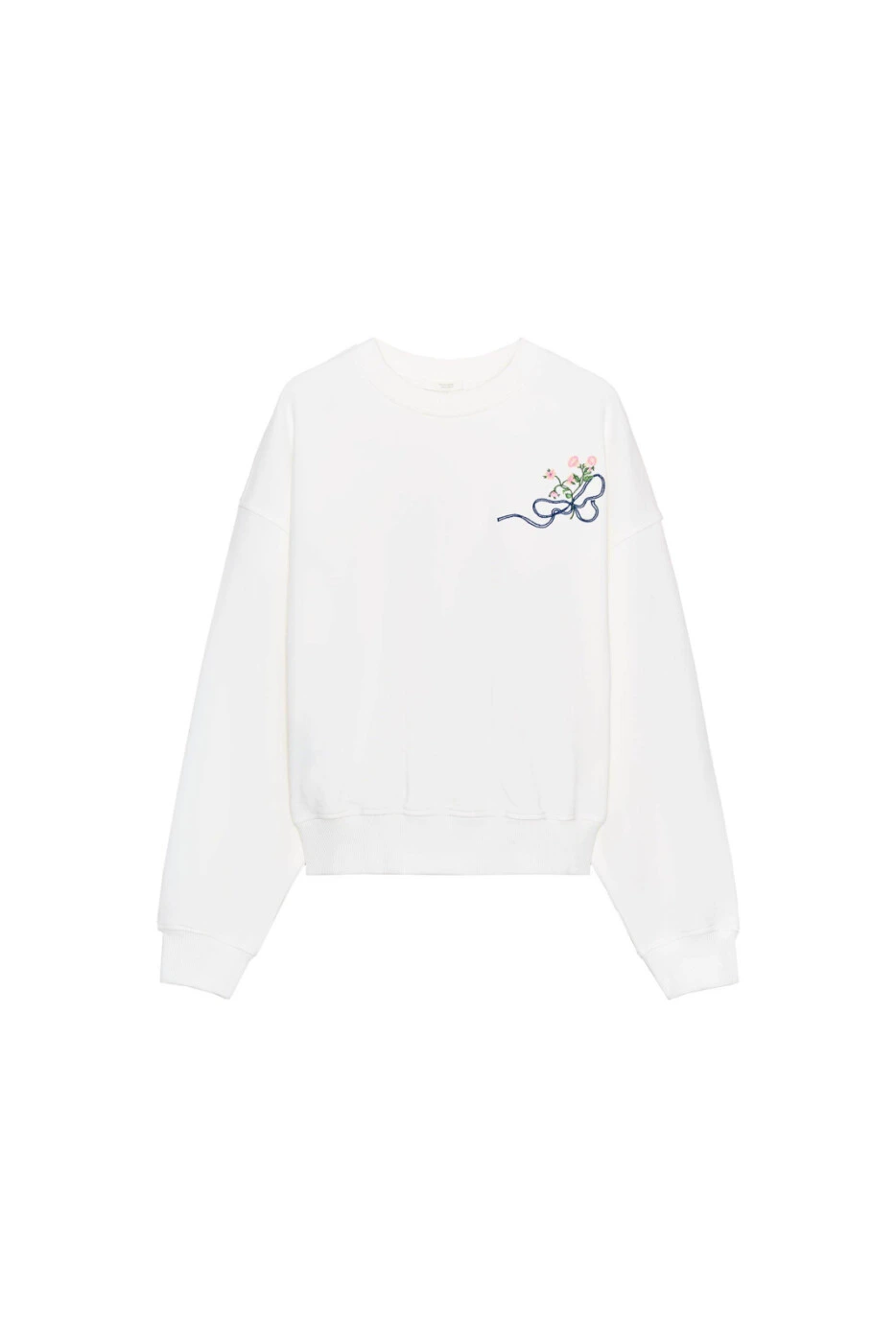 ZARA женский свитшот с цветочной вышивкой длинный рукав круглый вырез картинка