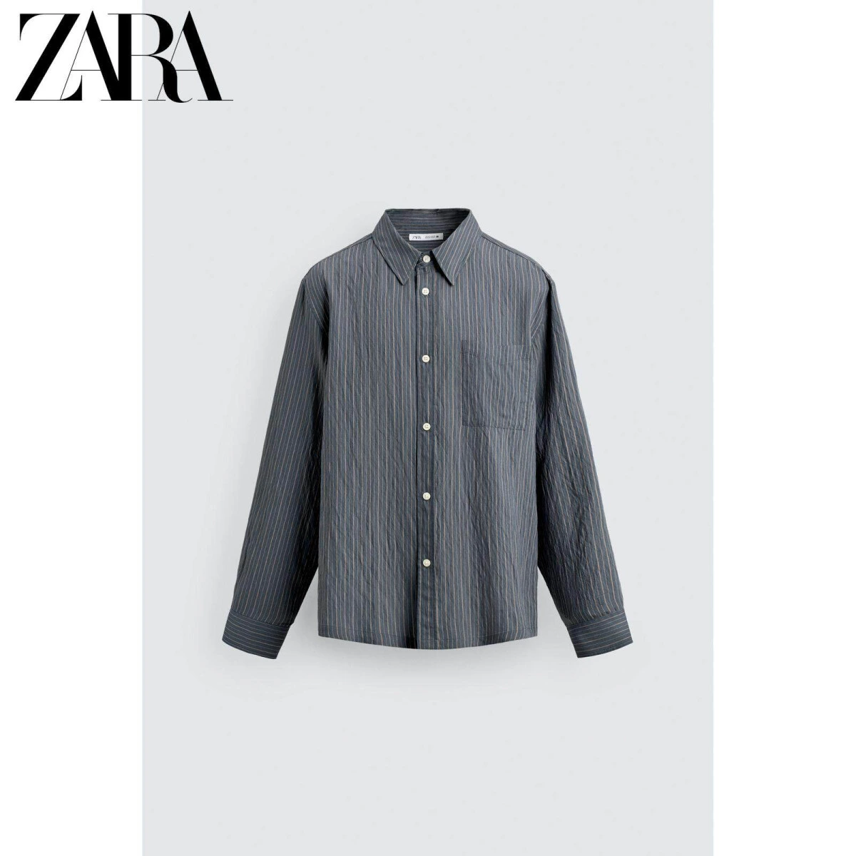 ZARA мужская рубашка оверсайз из вискозы и нейлона с пуговицами картинка